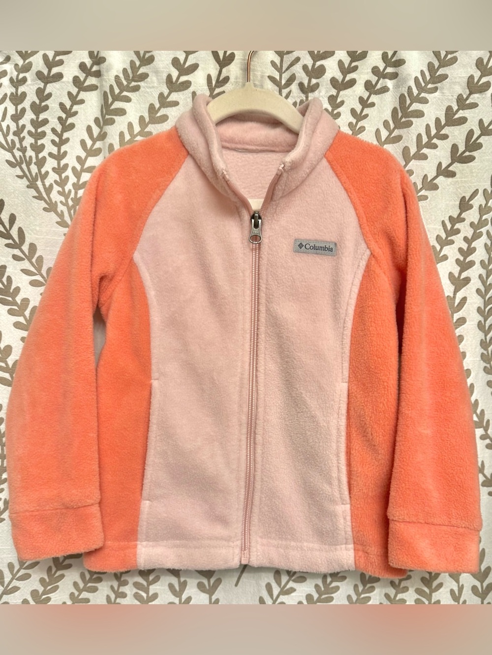 Columbia Girls Pink and Coral Full-Zip Fleece Jacket - Size 4